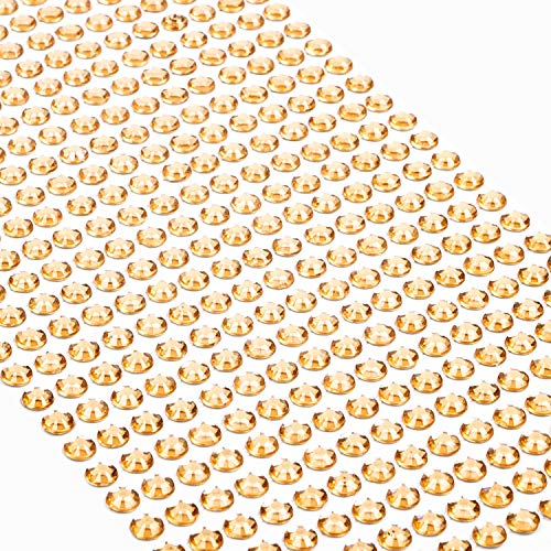 Movoja Goldene Strasssteine - runde Glitzersteine 640 Stück 5 mm selbstklebend zum Verzieren und Basteln | Schmucksteine zum aufkleben | Steinchen Dekosteine Bastelsteine Gold
