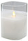 Hochwertige & Eckige LED Kerze im Glas Windlicht - Flammenlose & Flackernde Echtwachskerze (Weiß, Höhe:12,50cm)