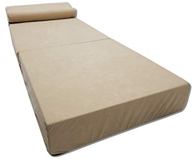 Odolplusz Faltmatratze mit Kissen Klappmatratze Matratze faltbar klappbar Gästematratze Reisematratze (Beige)