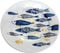 Desserteller Blue Fish Fisch Blau Gold 21cm Kuchenteller Teller Geschirr Porzellan Kommunion Konfirmation Taufe