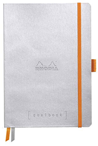 Rhodia 117570C Notizheft Goalbook (DIN A5, 14.8 x 21 cm, Dot, praktisch und trendige, mit weichem Deckel, 90g weißes Papier, 120 Blatt) 1 Stück, Silber