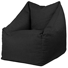 chilly pilley® Sitzsack Sessel in 2 Größen – Bequemer Bean Bag mit Bezug aus Cord, Leinenoptik oder wasserabweisendem Stoff – Moderner Loungesessel für Wohnzimmer, Kinderzimmer oder Terrasse (Schwarz)