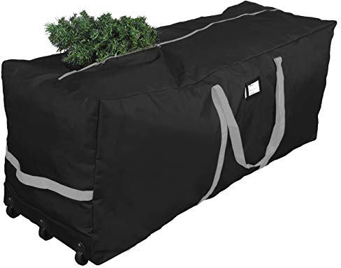 ProPik Sac de rangement pour sapin de Noël à roulettes, convient pour sapin de Noël jusqu'à 2,7 m de haut, 71,1 x 40,6 x 152,4 cm, très grand récipient de rangement robuste, roues et poignées, Oxford