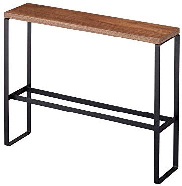 YAMAZAKI 5153 TOWER WoodTop Slipper Rack, black, Steel/Wood, 50 x 12 x 41 cm