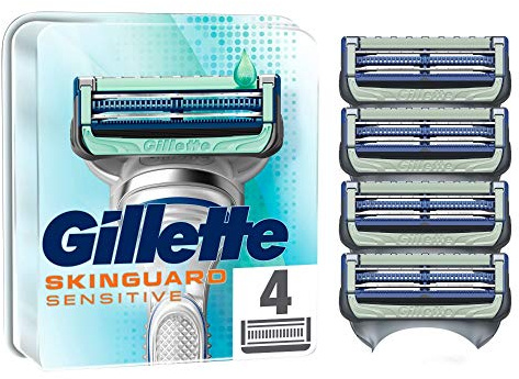 Gillette SkinGuard Sensitive Rasierklingen, 4 Rasierklingen pro Packung, klinisch geprüft für empfindliche Haut, aktuelle Version