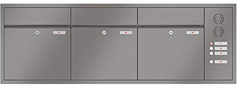 RENZ/Plan / 3er Unterputz-Briefkastenanlage Einbau-Briefkasten mit Sprechfeld/RAL-Farbe 9007 Volumen 28 L/Dein-Briefkasten.de