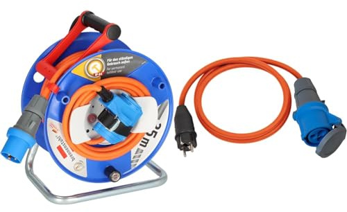 Brennenstuhl Camping-Kabeltrommel 25m (H07RN-F 3G2,5 in orange) + Brennenstuhl Camping Adapterkabel mit Schutzkontakt-Stecker und CEE-Kupplung (1,5m Kabel in orange, H07RN-F 3G2,5)