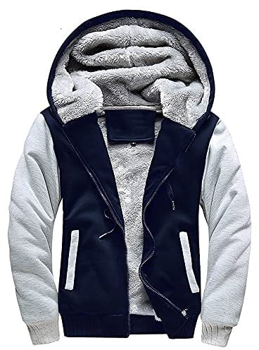 AOTORR Men's Oversized Zip Up Hooded Top with Pockets - Blue - M