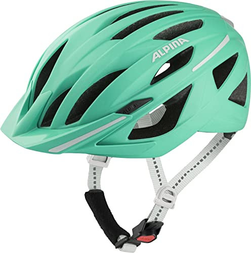 ALPINA HAGA - Stoßabsorbierender, Sicherer & Optimal Anpassbarer Urban Fahrradhelm Mit Integriertem LED-Licht Für Erwachsene, Turqouise matt, M (55-59 cm)