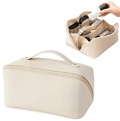 Kosmetiktasche, Kulturbeutel, Kosmetiktasche mit großer Kapazität, Reise-Make-up-Tasche aus PU-Leder mit Griff und Trenner Frauen und Mädchen