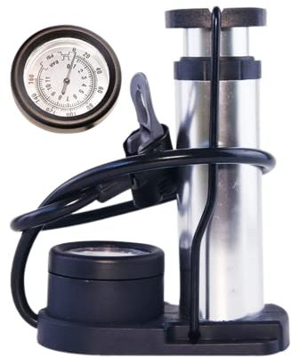 Air Pump Foot Inflatable Compressor With Barometer For Car Motorcycle Bicycle Bike Tire Automotive Inflator (Silver)