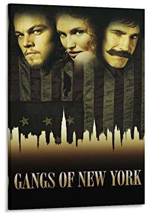 Enartly Poster Kunstdrucke Gangs of New York Epic Historical Drama Classic Movie Poster Dekorative Leinwand Wand Wohnzimmer Schlafzimmer Malerei 60x90cm Kein Rahmen