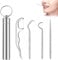 LZZEM 4Pcs Stainless Steel Toothpicks Set Portable Toothpick with Keychain Box Reusable Metal Toothpicks Cleaning Tooth Hook Scraper Pick Teeth Tool for Outdoor Picnic Camping Traveling