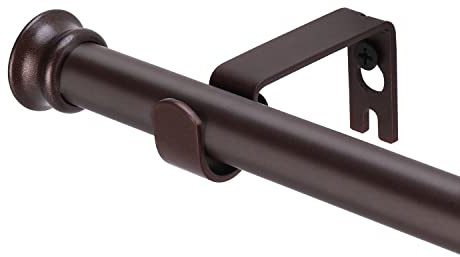 Dekorative Gardinenstangen für Fenster, 76,2 bis 114,7 cm, 1,6 cm Durchmesser, kleine Gardinenstangen-Set, robuste Gardinenstangen mit Halterungen, Braun