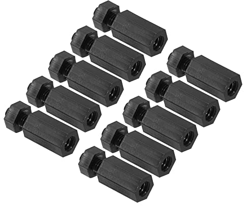 PATIKIL M3 Nylon Hex Standoff Screws Nuts, 1Set/200Pack PCB Male Female Threaded Kit for Motherboards, Computer Cases, Circuit Boards, Electronics (10mm+5mm, Black)
