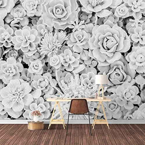 Belle Fleur Blanche Papier Peint Mural Papier Peint De Fond Décoration Industrielle Décoration De La Chambre À Coucher Papier Peint 3D Décoration Intérieure Pâte À M 300 (largeur) x 210 (hauteur) cm