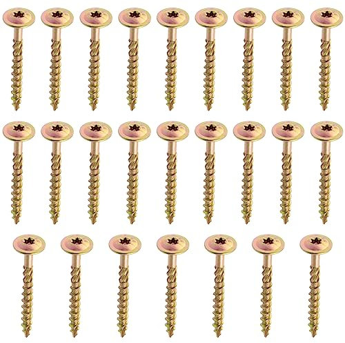 AERZETIX - C67506 - Lot de 25 Vis à bois Ø8x80mm à tête large bombée - à empreinte étoile Т40 - en acier zingué - menuiserie, contreplaqués, agglomérés, mélaminés