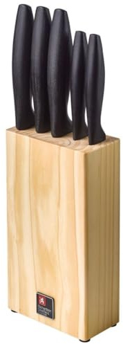 Richardson Sheffield Urban 5-Piece Knife Block Set – Stainless Steel Kitchen Knives with Wooden Block – Essential Chef Knife Set – Sharp, Durable & Modern Kitchen Knife Storage Set