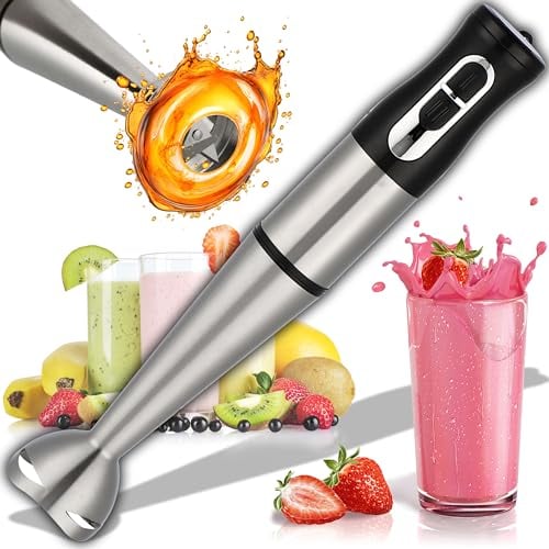 Retoo Batidora de mano eléctrica, 1200 W, batidora de mano, picadora para batidos de leche, batidos, puré, salsa, batidora eléctrica, velocidad continua, portátil