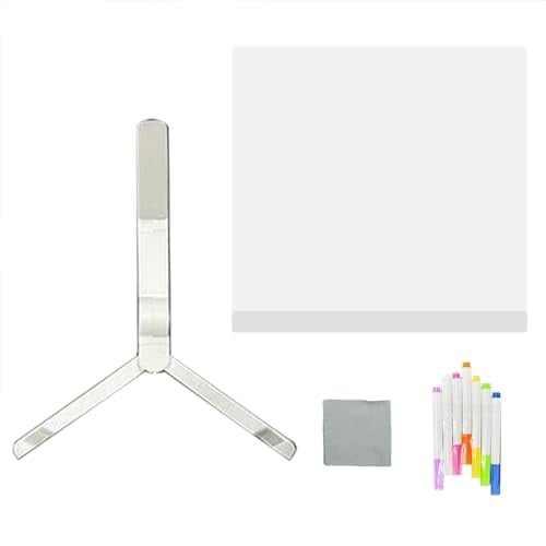 Acryl-Tafel mit Licht, LED-Zeichentafel mit Halterung, Reinigungstuch und 7-Farbstift, 15,2 cm/20,3 cm/30,5 cm, transparenter Schreibtisch-Notizblock für Büros, Schulen, Familien S
