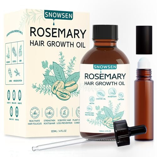 Rosemary Oil for Hair Growth 120ml, Natural Rosemary Essential Oil for Hair with Dropper & Roller Bottle, for Eyebrows & Lashes growth, Promotes Healthy Hair