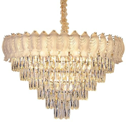 Moderne Kristall-Kronleuchter 6 Tier Hohe Decke Leuchte Für Foyer Treppenhaus Kronleuchter Luxus Zeitgenössische Kristall-Pendelleuchte Für Esszimmer Wohnzimmer Schlafzimmer,100CM