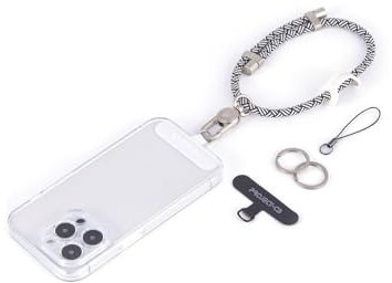 project-cb Cell Phone Wrist Strap 1,Tether Tab 2,Key Ring 2,Phone Wristlet,Adjustable Hand Strap,Phone Lanyard (White-Black-S)