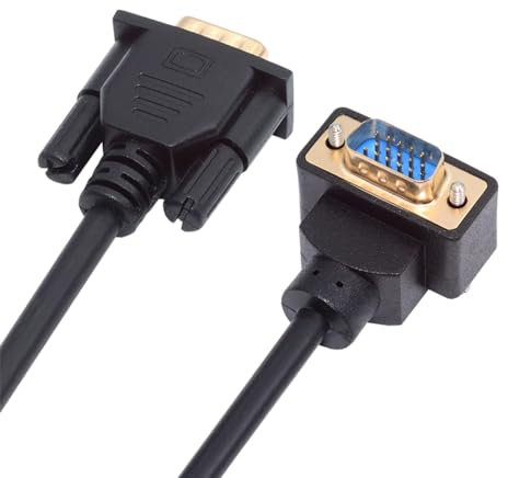 cablecc VGA RGB Stecker auf gerader Stecker, Verlängerungskabel 3COAX + 6C nach oben abgewinkelt, 90 Grad für Monitor, Projektor, Computer