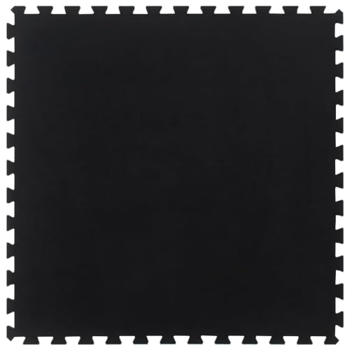 vidaXL Gummi Bodenfliese, Bodenmatte mit Rutschfester Unterseite, Schutzmatte für Garage Fitnessraum, Bodenschutzmatte Puzzlematte, Schwarz
