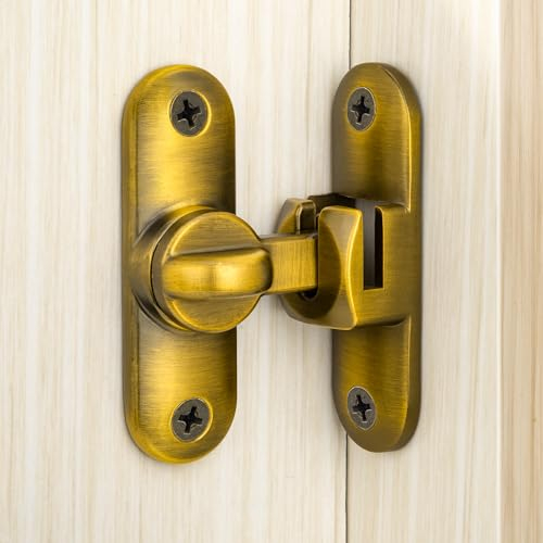 Heveer Serratura per Porta Scorrevole Chiusura per Serratura 90/180 Gradi Chiavistello per Porta in Legno Giardino Cucine Finestre Ottone