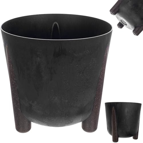 KADAX Vaso da fiori con inserto interno, in plastica, rotondo, per interni ed esterni (nero, 34 cm), K9907