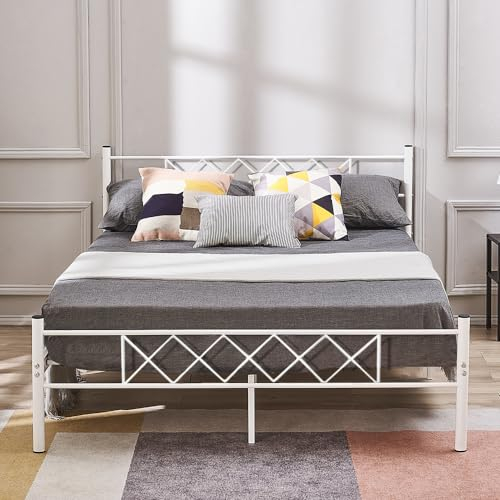 Panana NEUES Muster 4ft6 Metallbettgestell Kleines Doppelbett Massives Bettgestell mit 2 Kopfteilen Neu (140X200cm/Schwarz, Doppel)