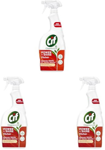 Cif Power & Shine 100% tough grease removal Kitchen Spray for cleaning ceramic, chrome, and enamel surfaces 700 ml (Pack of 3)