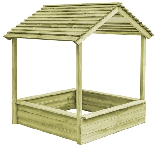 Rantry Maison de jardin avec sable 128 x 120 x 145 cm en bois de pin, jeu d'extérieur pour enfants, maison sur pilotis, maison de bois, jeux de jardin, décoration de meubles de chambre