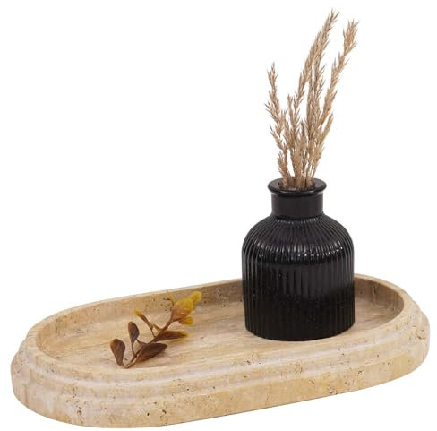 SPESHSTONES Travertine - Bandeja de tocador de 9.75 pulgadas hecha a mano para accesorios de encimera, bandeja decorativa de joyería y perfume para organizadores de tocador y decoración de mesa de