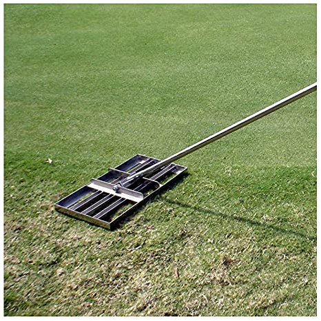 WJFLUCK Rasennivellierrechen für Gartengras, Rasennivellierrechen mit Bodenplatte, flachflacher Sandgrasbrecher, Planier-Schleppmopp aus Edelstahl, Robustes Rasenschiebewerkzeug mit großer Kapazität