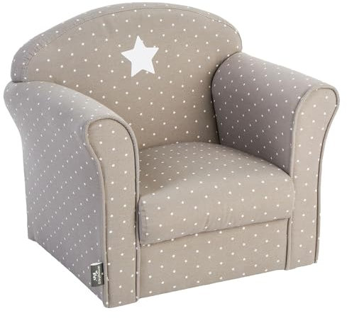 Well Home - Sillón Infantil Classic en Gris Topo con Estampado Decorativo - 49 x 35,2 x 44 cm
