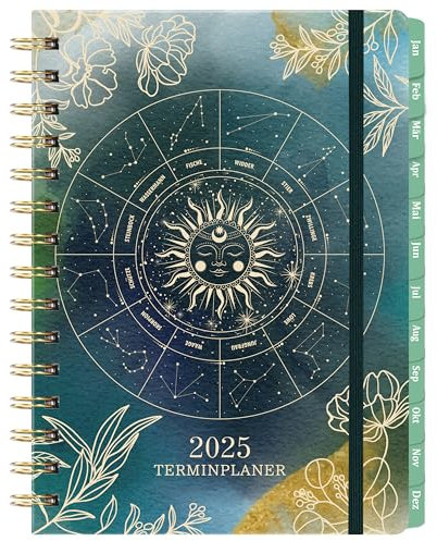 Terminplaner 2025 - Kalender 2025 von Januar 2025 bis Dezember 2025, Wochenplaner 2025 A5 mit Innentasche, Gummiband, Terminkalender 2025, 21.3 x 14.7cm - Sternzeichen