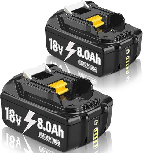 Lot de 2 Batteries de Rechange 18V 6.0Ah pour Makita BL1860B BL1840 BL1830 BL1860B BL1815 BL1835 BL1850B BL1860B BL1845 BL1850 194205-3 LXT-400 avec Batterie Outil LED