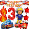 YianHien Feuerwehr Geburtstagsdeko 3 Jahre Jungen, XXL Feuerwehrmann Sam Kinder Geburtstag Luftballons Set Deko für 3 Jahre Kinder, Feuerwehr Theme Party Deko, Kindergeburtstag Folienballon Decoration