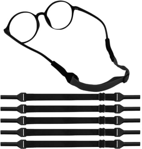 JchEnye 5 pièces de Cordon réglable pour Lunettes, Cordon élastique Universel pour Lunettes, Cordon élastique pour Lunettes Adultes et Enfants, pour Tous Types de Lunettes, Noir