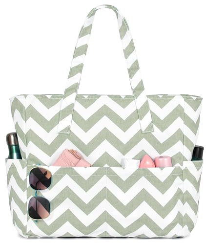 oscaurt Beach Bag Waterproof Beach Bags with 8 Pockets Tote Bag for Women Holiday Bags Lightweight Travel Bag Handbags for Pool Work Gym Shopping Bag Gifts for Women