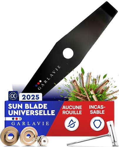 GARLAVIE Lame de Débroussailleuse Universelle à 2 Dents 25,5 cm, Coupe Facilement Les Ronces et Herbes Denses, Compatible avec Débroussailleuses et Coupe-Branches de Nombreuses Marques