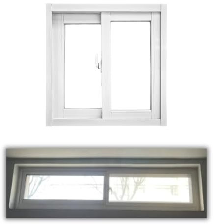 Générique Fenetre Coulissante 30 40 50 60 70 80 90 100 110 120cm Coulissantes en Vinyle avec Moustiquaire Amovible, Verre Trempé pour sous-Sol, Poulailler, Salle De Bain(WxH 110x45cm)