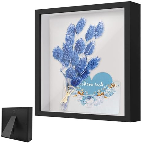 VIQIHEOE Bilderrahmen zum Befüllen, Quadratischer Vitrine Rahmen 30 x 30 cm, mit Transparente Acrylplatte, 3D Holz Objektrahmen für Erinnerungsstücke Tiefer 3cm, für Hochzeitsgeschenk, Schwarz