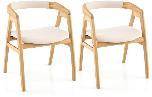GIANTEX Esszimmerstuhl mit Kissen, Küchenstühle aus Bambus, Polsterstühle mit Armlehnen, moderner Stuhl für Wohnzimmer, Küche & Restaurant (2)