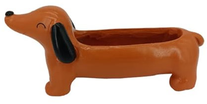 Hundepflanzgefäß Weiner Hundetierpflanzgefäß Pflanzgefäß Wursthund Blumentopf Zimmerpflanzen Set (Orange One Size)