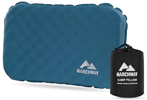 MARCHWAY Lightweight Compact Inflatable Camping Pillow with Soft Foam Top | Leakproof TPU Air Bladder, Generous Size, Dual-Sided for All-Season, Quick Inflate for Hiking, Backpacking, Travel, Airplane