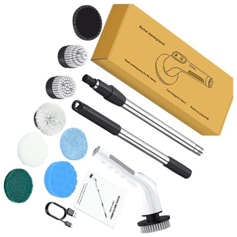 Spazzole di pulizia ergonomiche 8 teste sostituibili pali regolabili 90 minuti di autonomia IPX7 per auto domestiche scrubber portatili per aree difficili da raggiungere