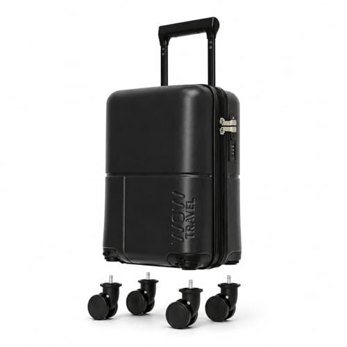 wowtravel *NEW* Underseat Cabin Bag 2025 | NEW Ryanair Size Wizz Air Jet2 Approved Suitcase 40x30x20 cm / 40x20x25cm | Hard Shell Lightweight Trolley | Fits Under Seat (Black)